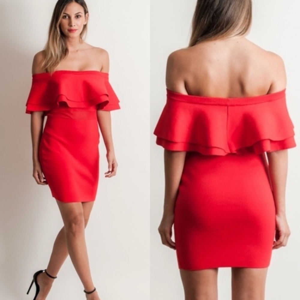 Endless Rose Red off shoulder dress